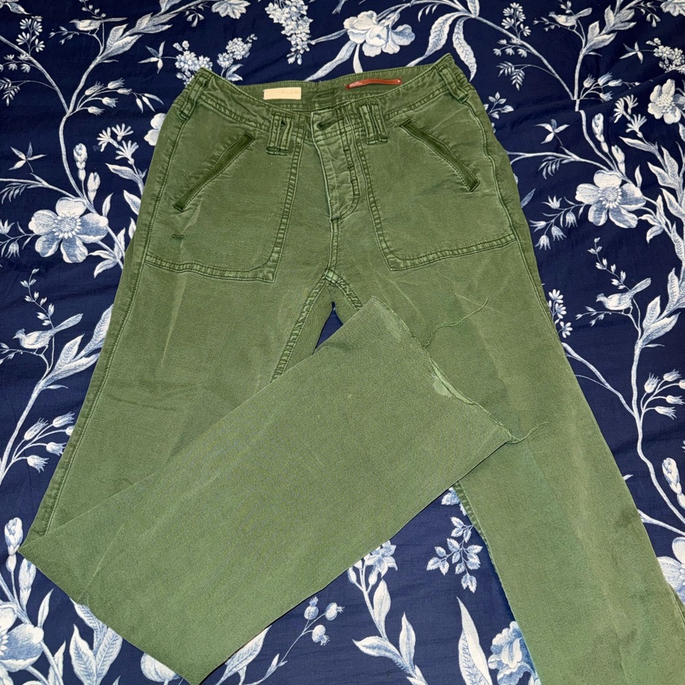 Anthropology Pilcro Green Flare Pants